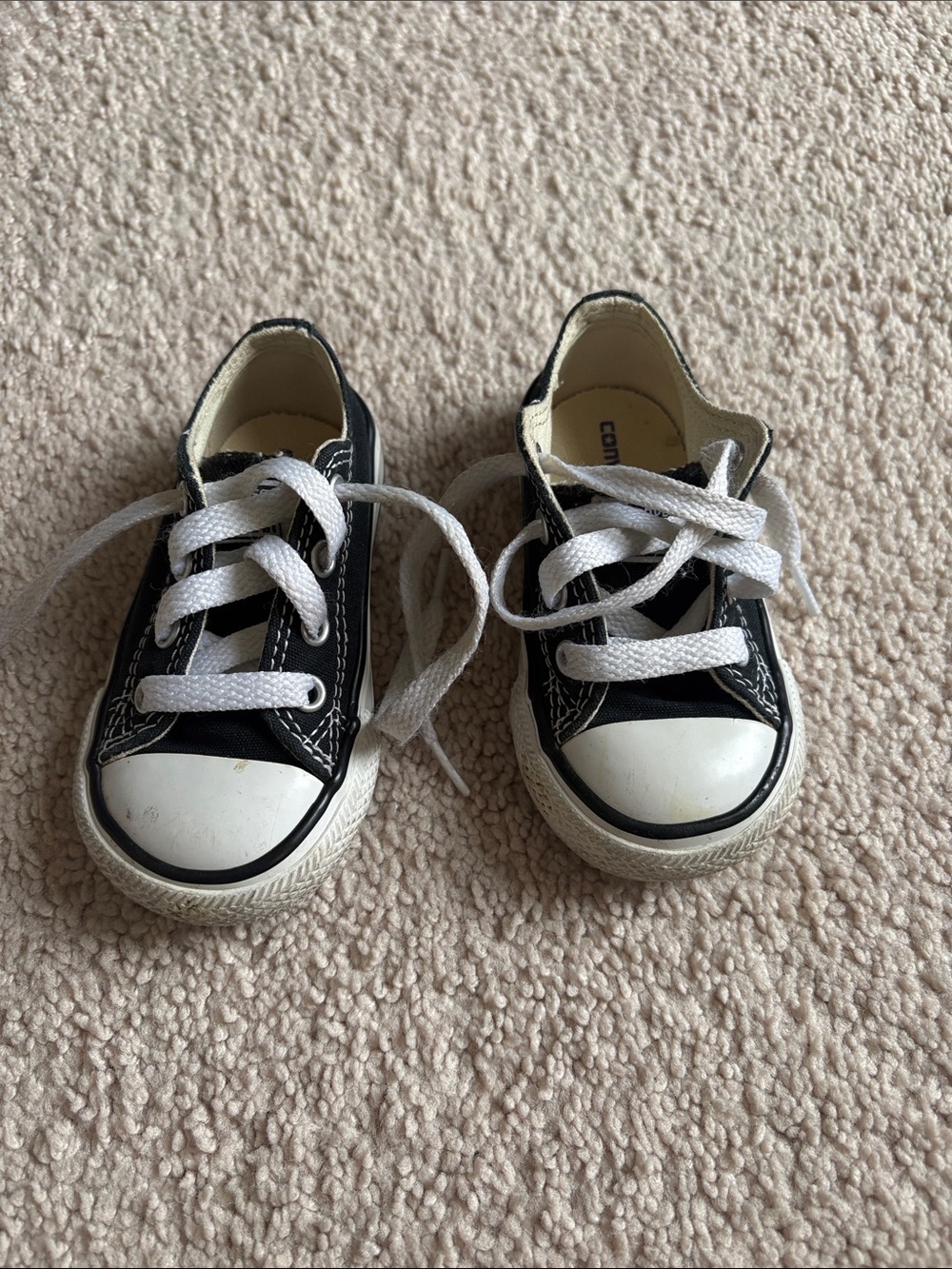 Converse Kids Black and White Canvas Lace-Up Sneakers